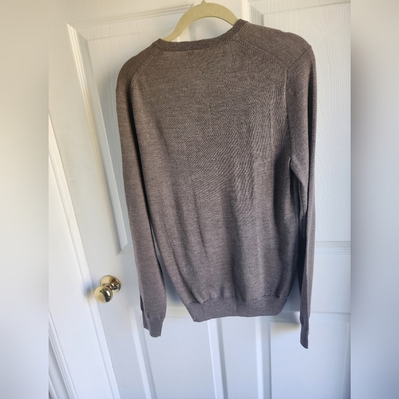 J. Crew 100% Merino Wool Mens Slimfit Vneck Pullover Sz Small Brown - Picture 2 of 10